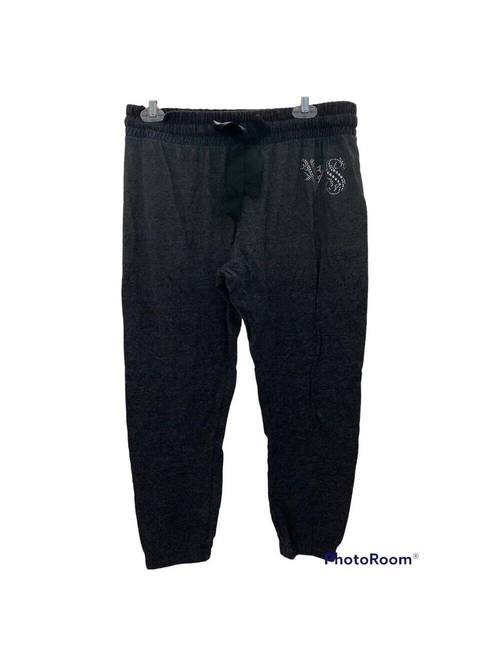 Victoria Secret Pants Sz Medium Rhinestone Logo Knit Joggers New Without Tag
